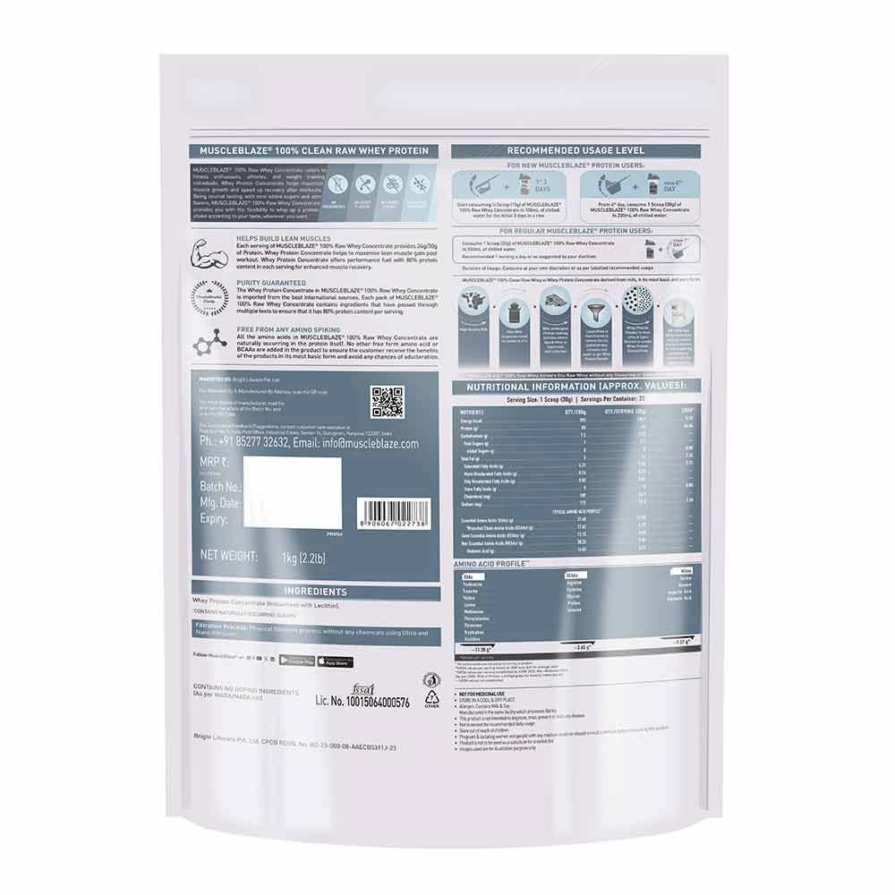 MuscleBlaze 100% Clean Raw Whey Protein Concentrate 2 MuscleBlaze 100% Clean Raw Whey Protein Concentrate - Image 2