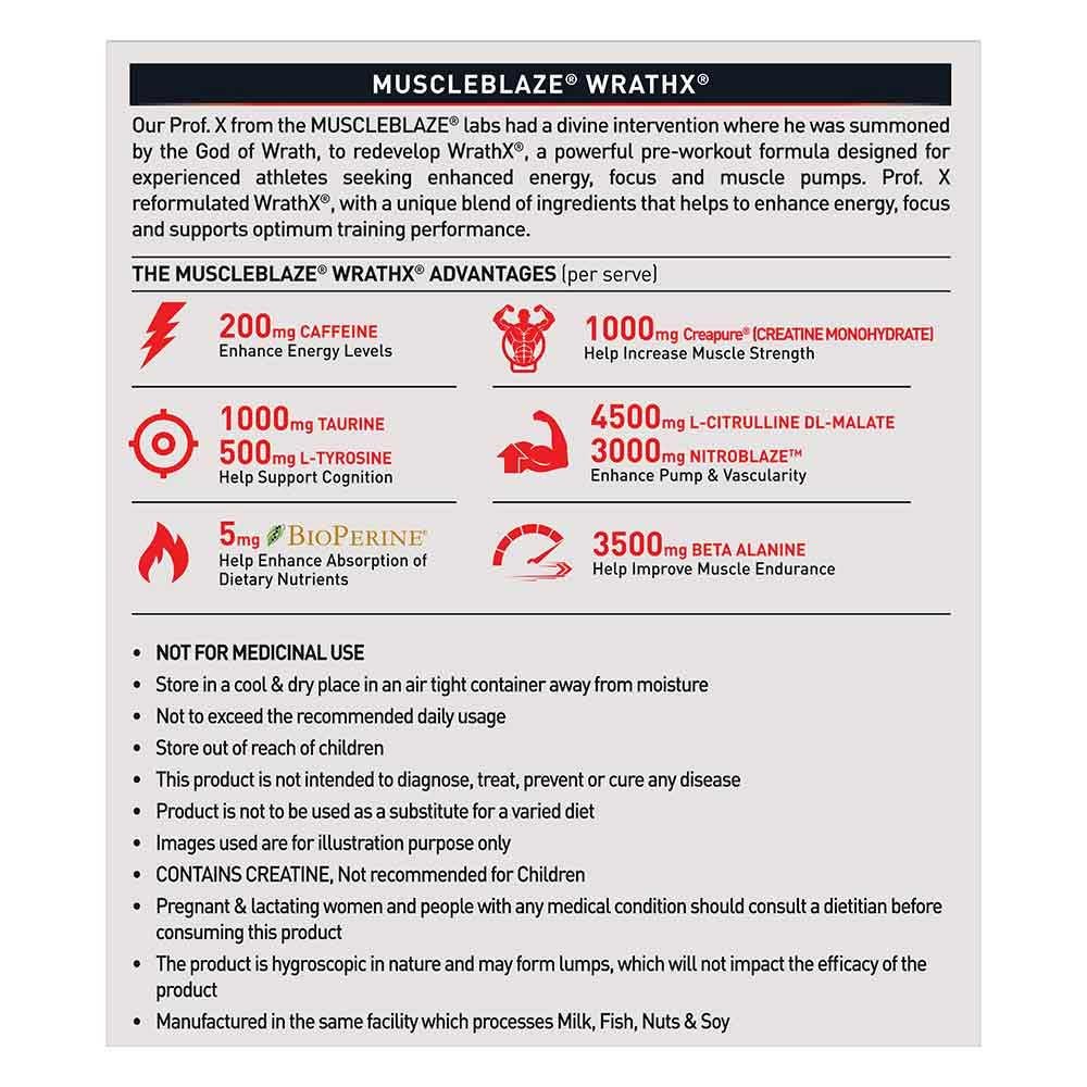 MuscleBlaze Pre Workout WrathX 510g 8 MuscleBlaze Pre Workout WrathX 510g - Image 8