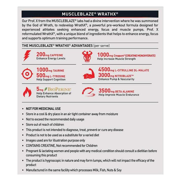 MuscleBlaze Pre Workout WrathX 510g 5 MuscleBlaze Pre Workout WrathX 510g - Image 5