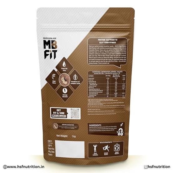 MuscleBlaze High Protein Oats 1kg 2 peak x back