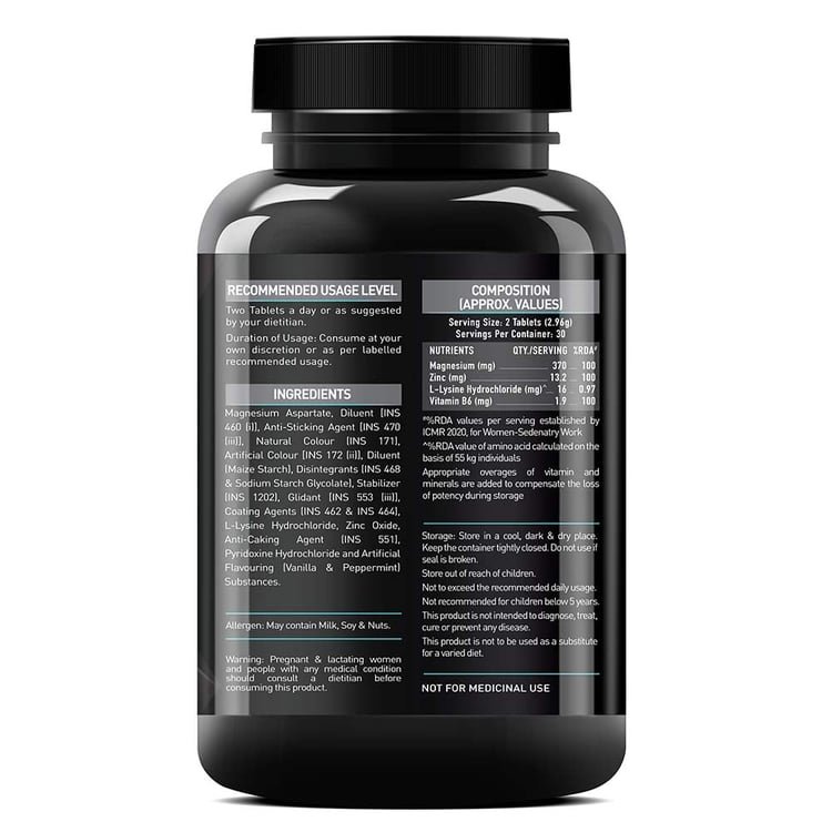 MuscleBlaze ZMA with 100% RDA of Zinc, Magnesium & Vitamin B6 2 peak x zma back